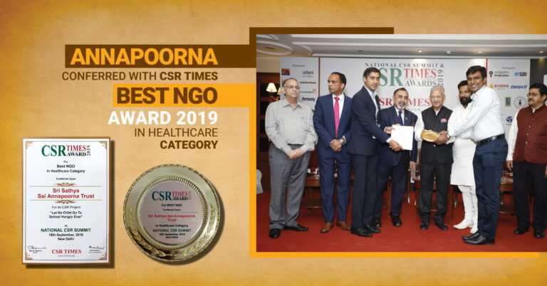 Annapoorna conferred with CSR Times Best NGO Award 2019 in Healthcare category