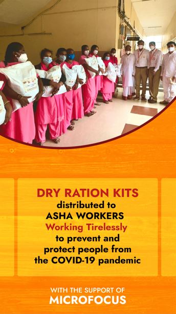 Dry Ration Kits to 500 ASHA workers in Tumkur with the support of Microfocus