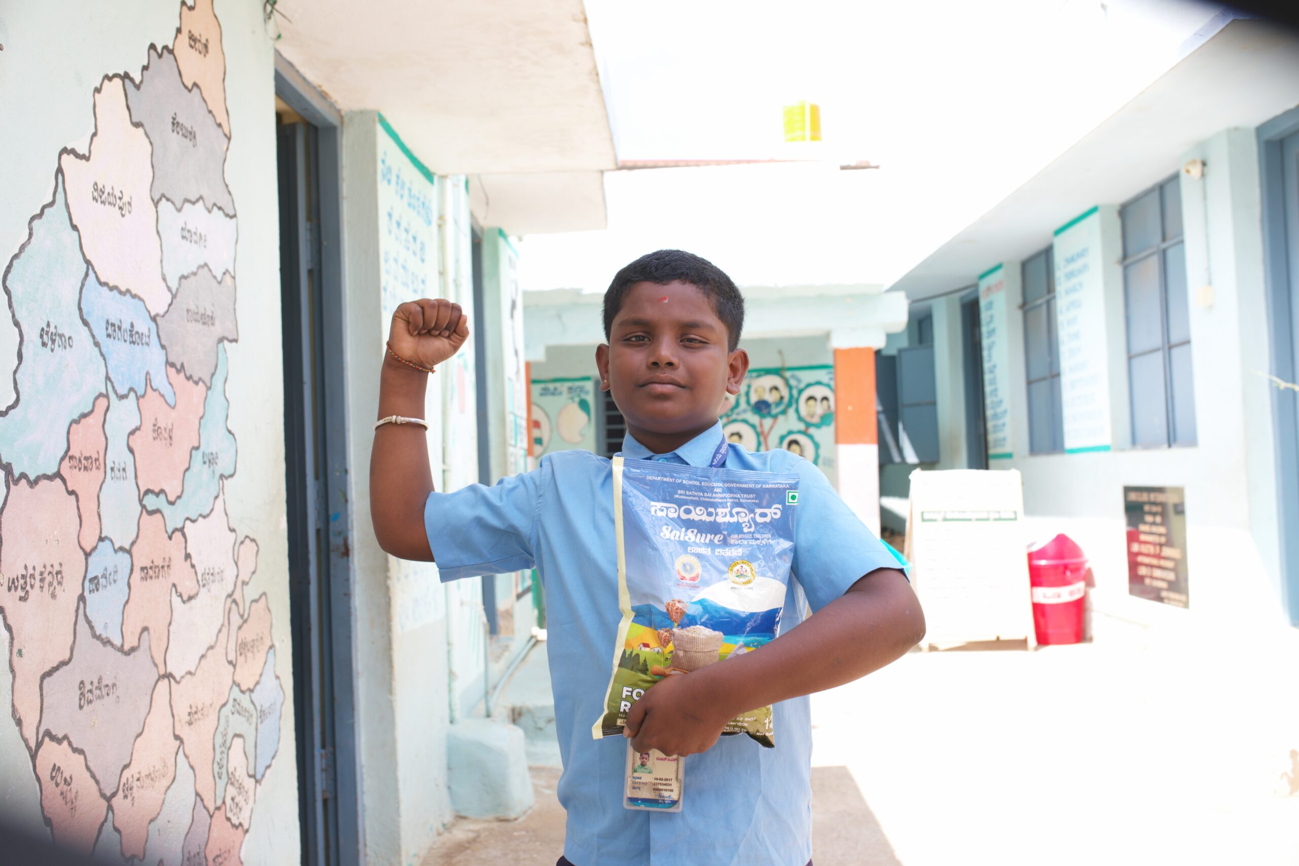 A child benefiting from Annapoorna's morning nutrition programme