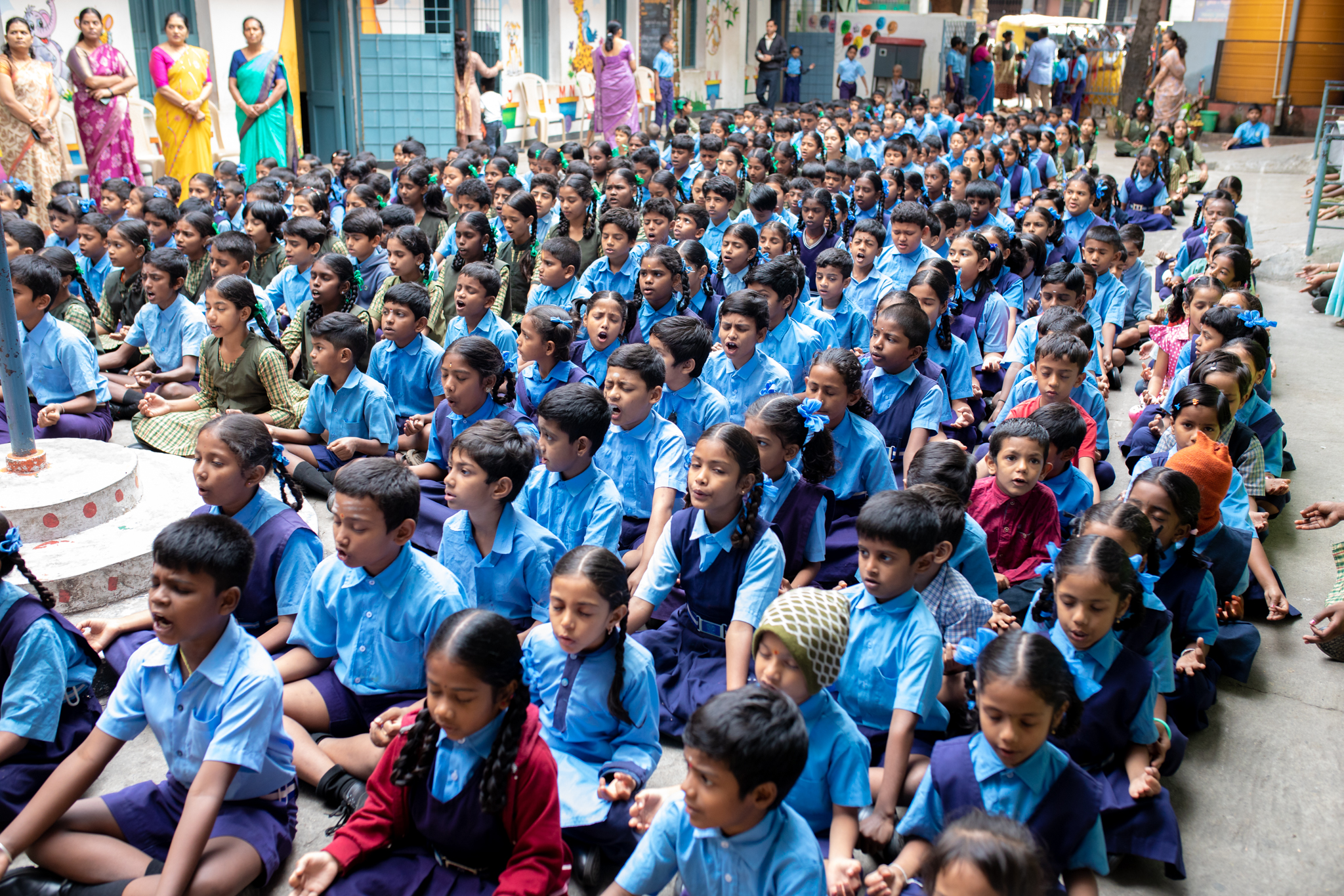 School children benefiting from the morning nutrition programme
