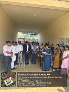 Prof. C. M. Thyagaraj, Vice-Chancellor of Kittur Rani Channamma University, inaugurating the Morning Nutrition Programme at Sangolli Rayanna College, Belagavi.